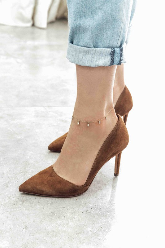 Minimal Rectangle Rhinestone Anklet