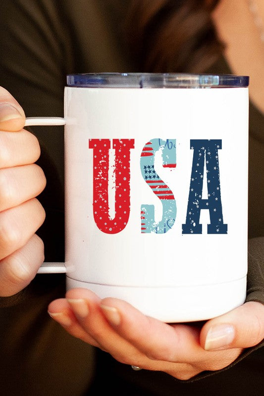 Patriotic USA Words Travel Mug Cup