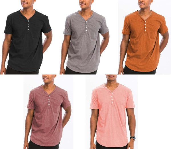 SHORT SLEEVE 4 BUTTON HENLEY SHIRT