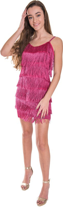 WOMEN'S SHORT ALL-OVER FRINGE FLAPPER DRESS