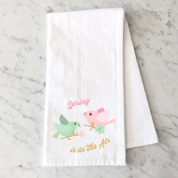 Spring Is In The Air Birds Tea Towel