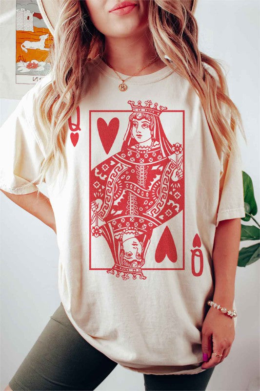 PLUS SIZE QUEEN OF HEARTS GRAPHIC TEE / T-SHIRT