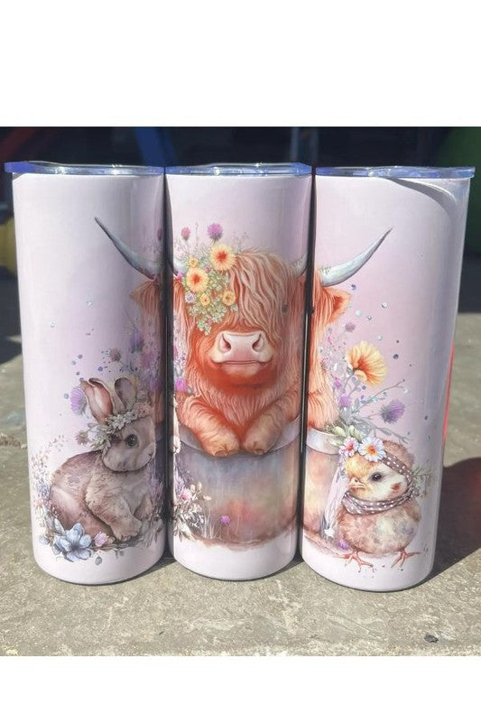 Spring Highland Cow Tumbler