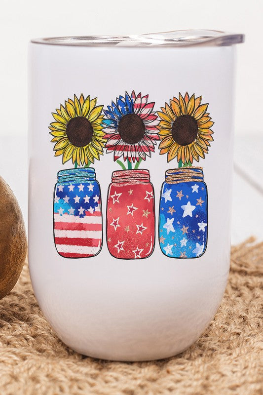 Patriotic USA Mason Jars Wine Cup Tumbler