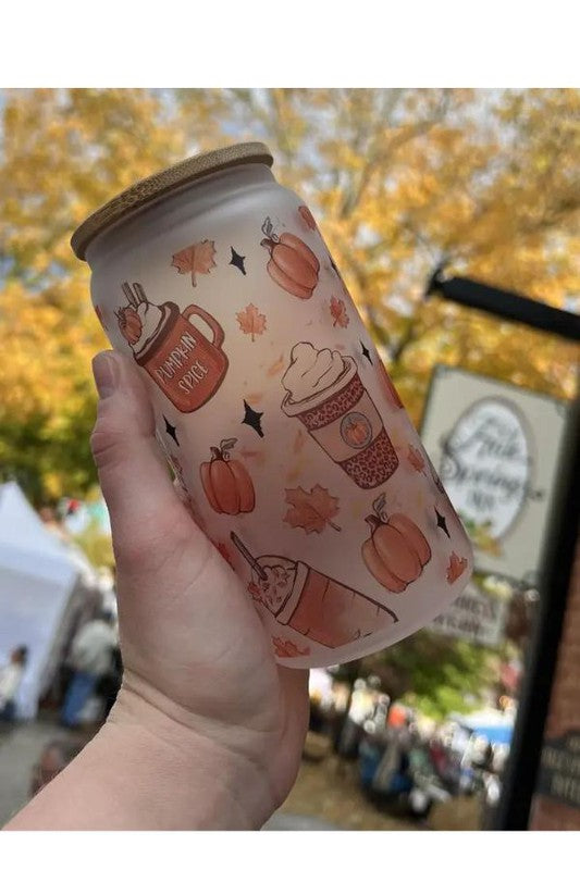 Pumpkin Spice Glass Can Cup