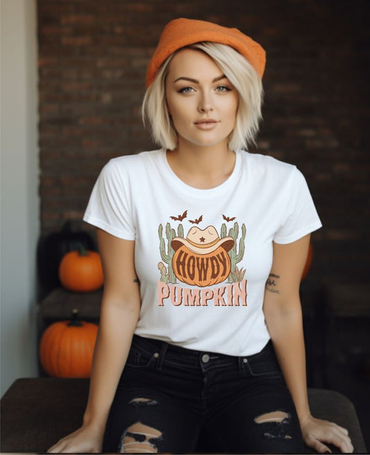 Howdy Pumpkin Cactus Crew Neck Tee