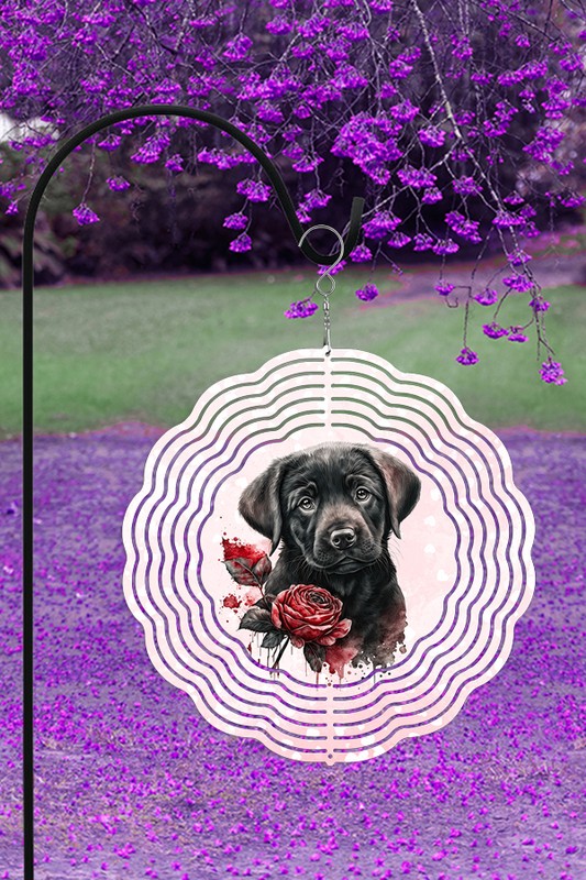 Valentine's Day Black Pup Garden Wind Spinner
