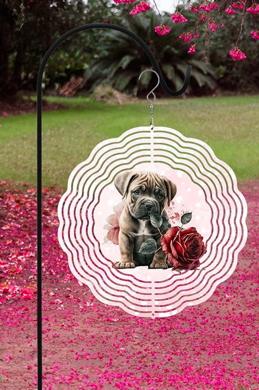 Valentine's Day Boxer Pup Garden Wind Spinner