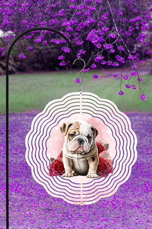 Valentine's Day Bulldog Pup Garden Wind Spinner