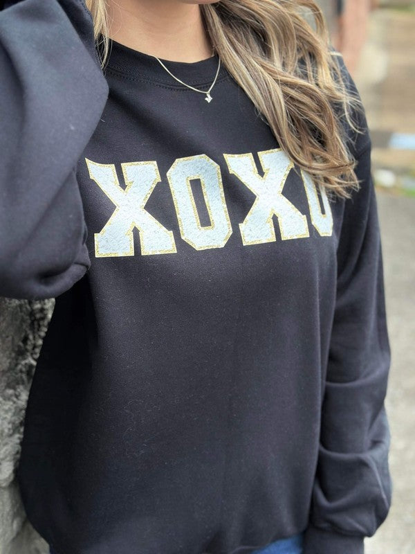 XOXO faux Patch Black Sweatshirt