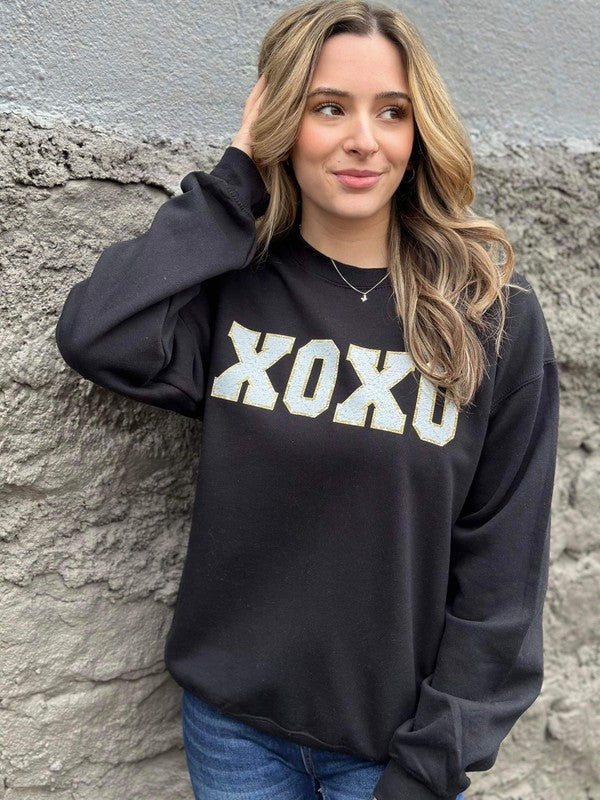 XOXO faux Patch Black Sweatshirt