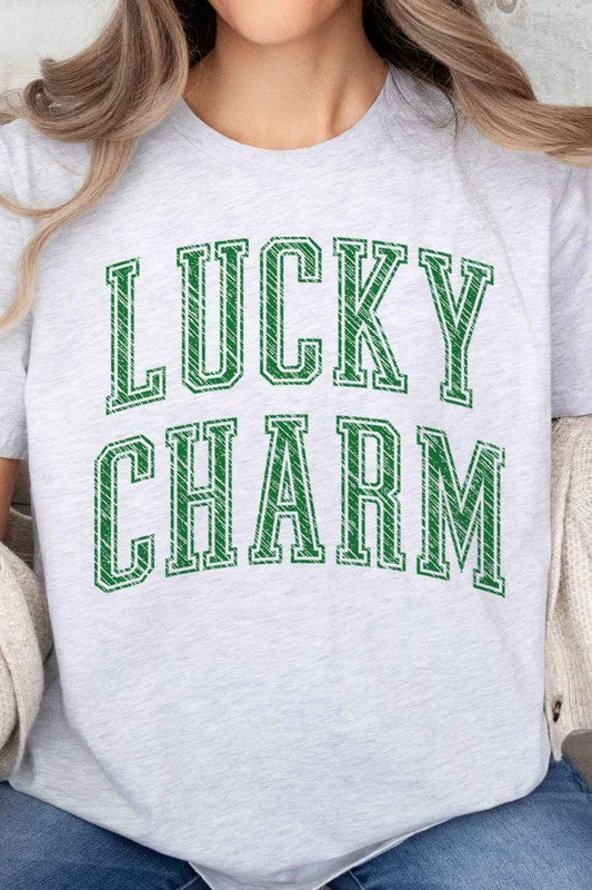 LUCKY CHARM ST PATRICKS OVERSIZED GRAPHIC TEE