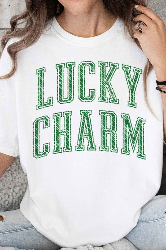 LUCKY CHARM ST PATRICKS OVERSIZED GRAPHIC TEE