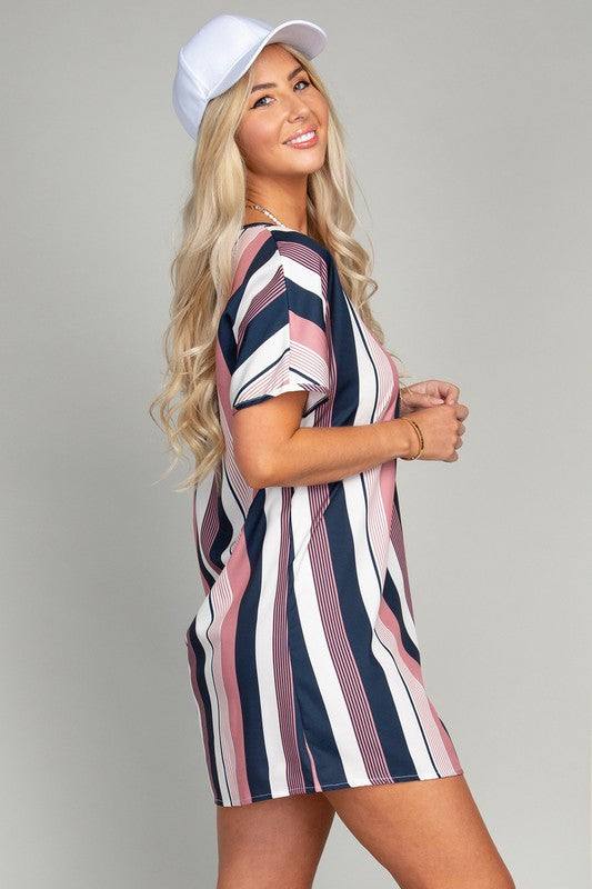 Multi striped print Tunic Dress