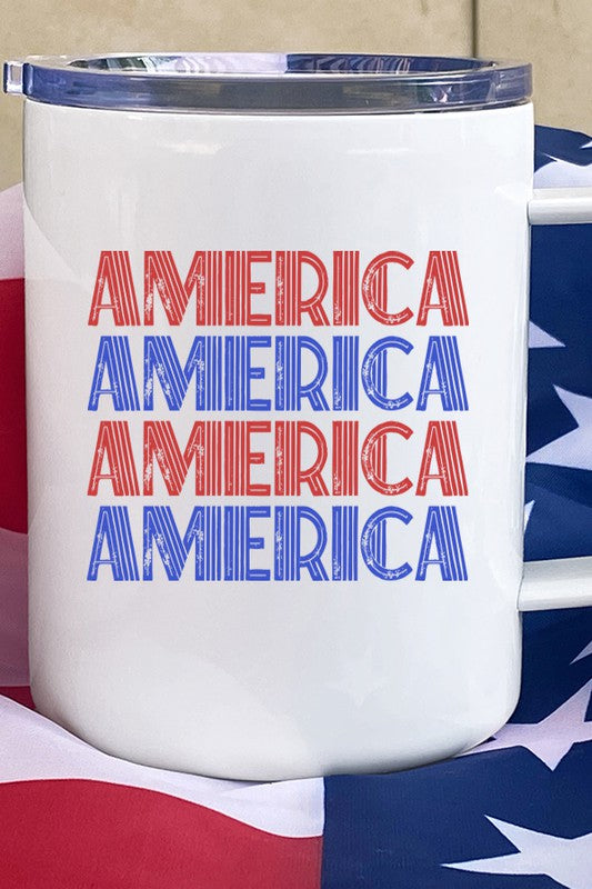 Red Blue America Stack Travel Mug